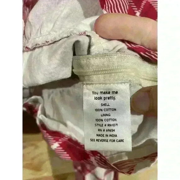 Rahi Red/White Plaid Blossom Top, M - Picture 8 of 12